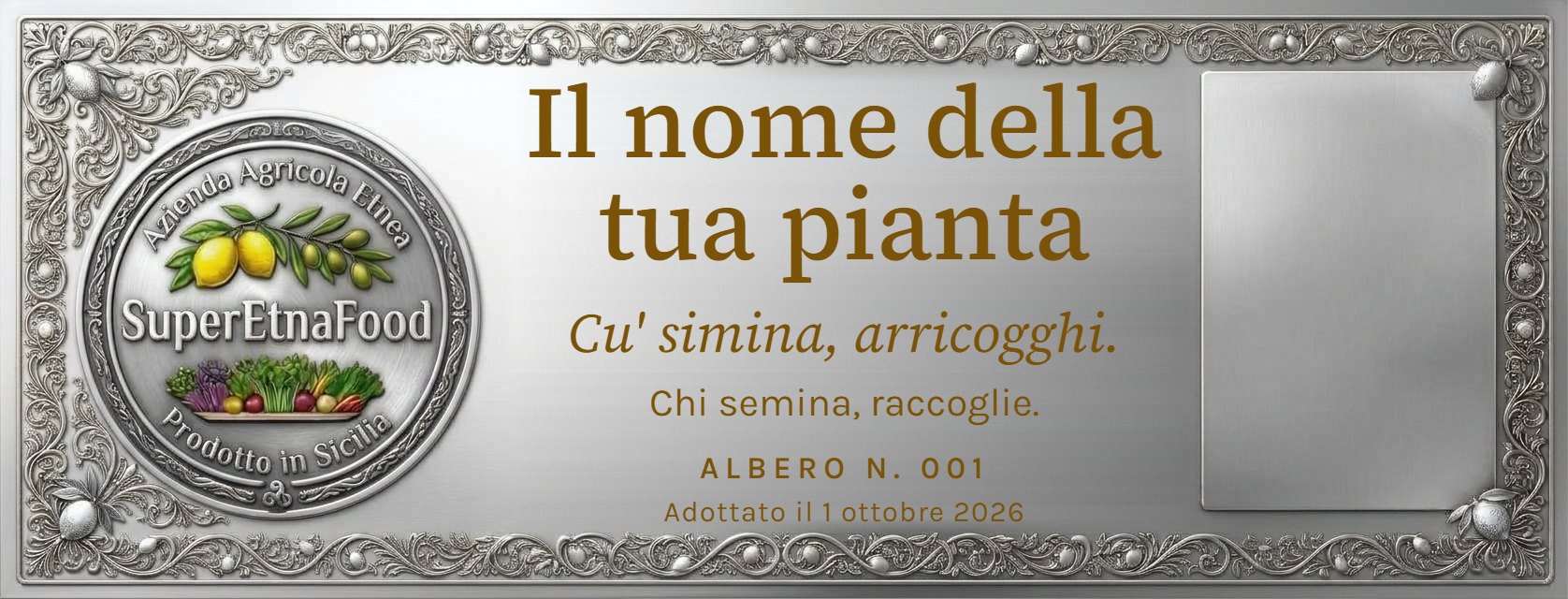 Targhetta col tuo nome appesa all'albero, color argento