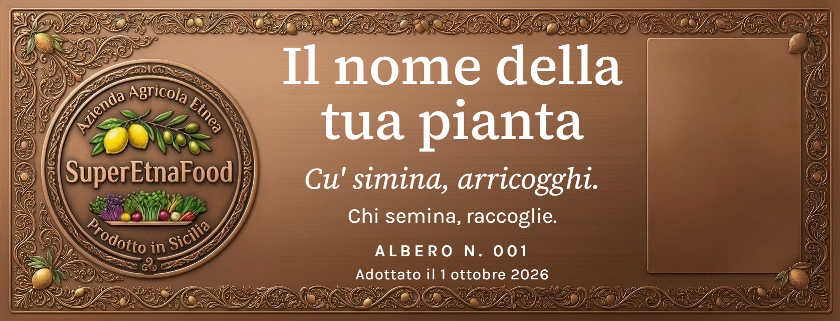 Targhetta col tuo nome appesa all'albero, color bronzo