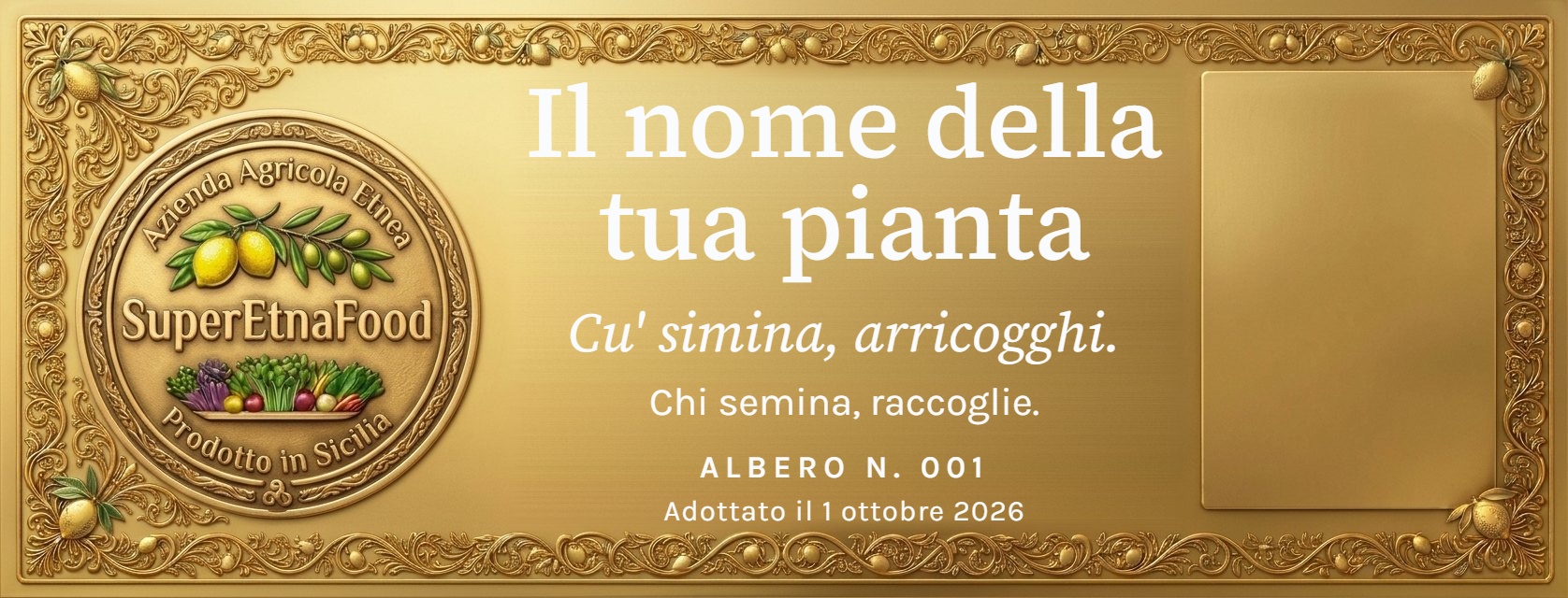 Targhetta col tuo nome appesa all'albero, color oro